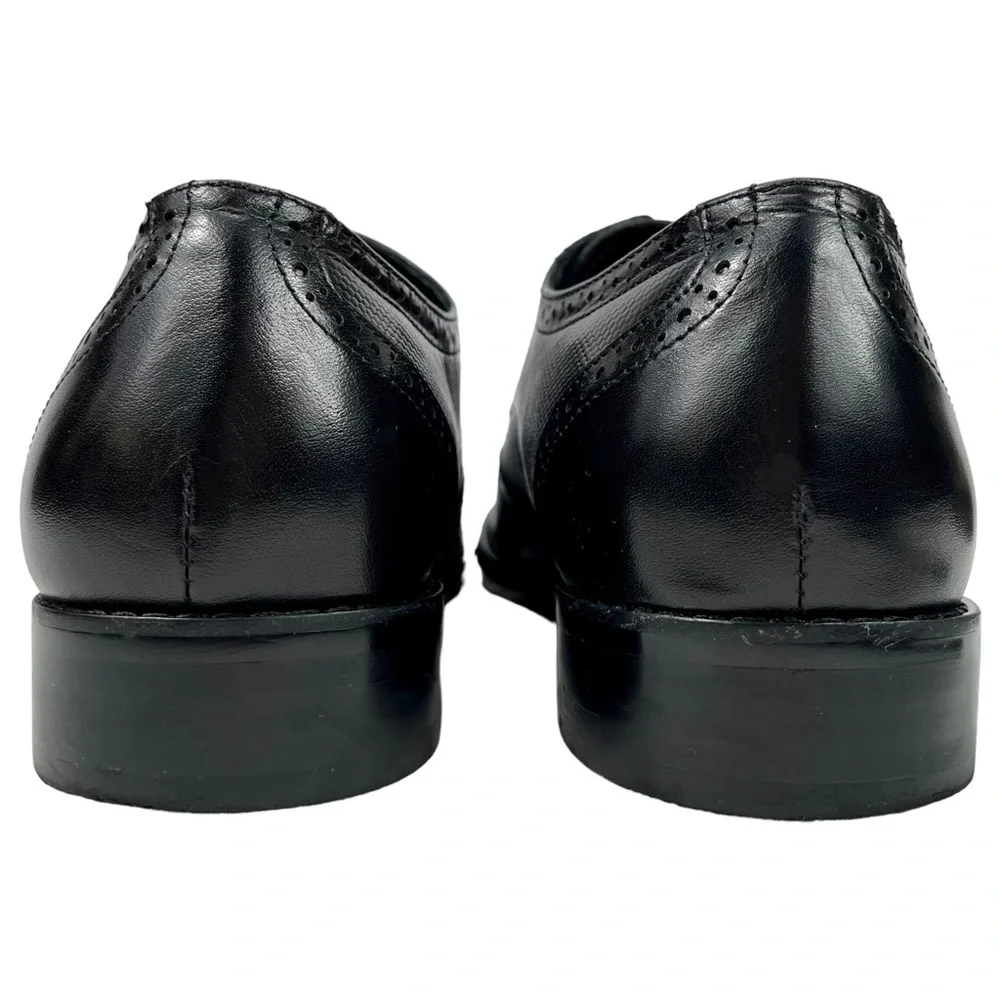 Stacy Adam Men’s 11.5 M Black Wing Tip Leather‎ Oxford Derby Lace Up Shoes